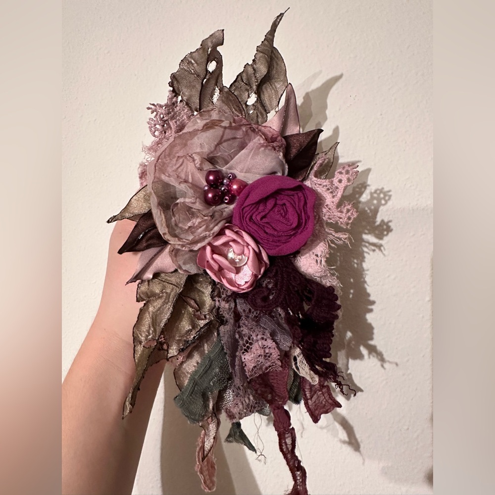 Vintage Flower pin Accessory in Pink and plum